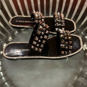 New Jelly shoes. Black and silver size 6.